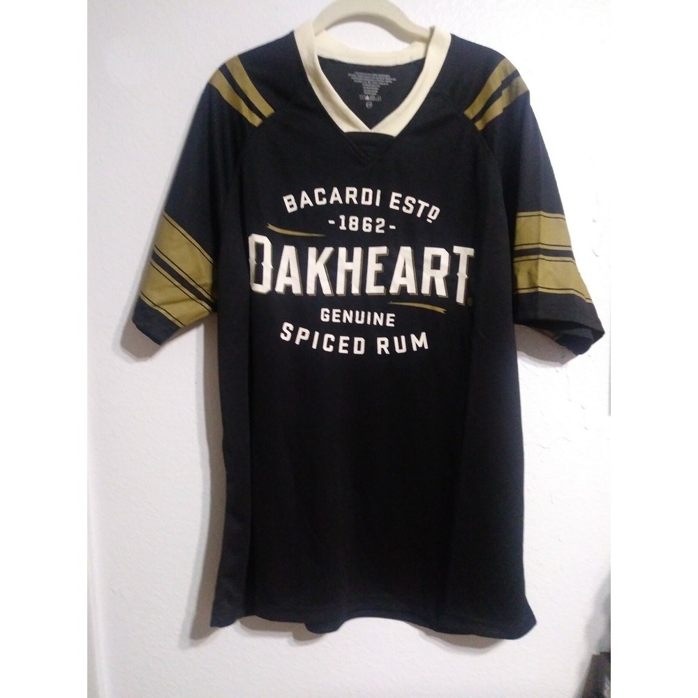 Bacardi Men's Black and Gold‎ Oakheart Spiced Rum Football Jersey Sports Large